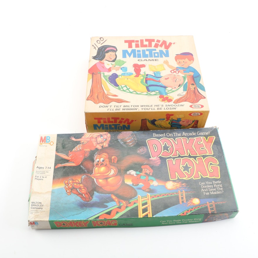 Vintage Donkey Kong and Tiltin Milton Board Games