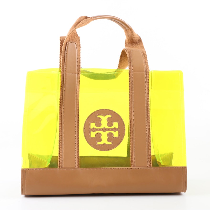 Tory Burch Plastic and Leather Tote Bag