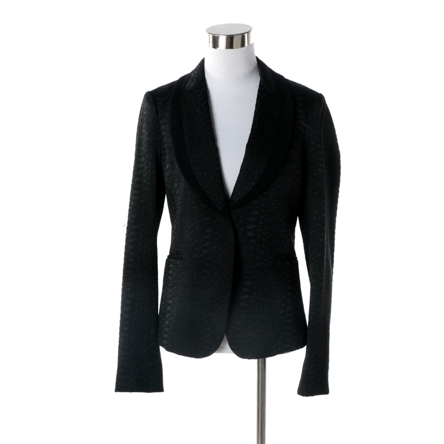 Diane von Furstenberg Ofelia Black Snake Print Blazer