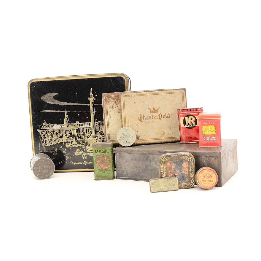 Collection of Twelve Vintage Advertising Tins