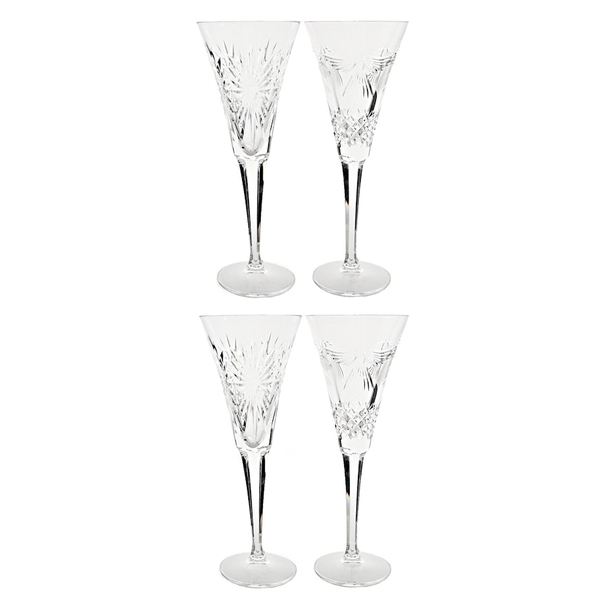 Waterford Crystal "Millennium" Series Champagne Flutes Set of Four