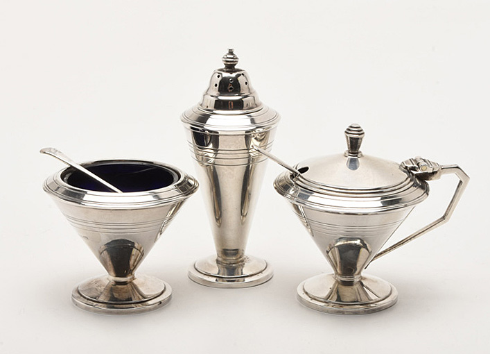 Early Twentieth Century Sterling Condiment Set from Harrods, London