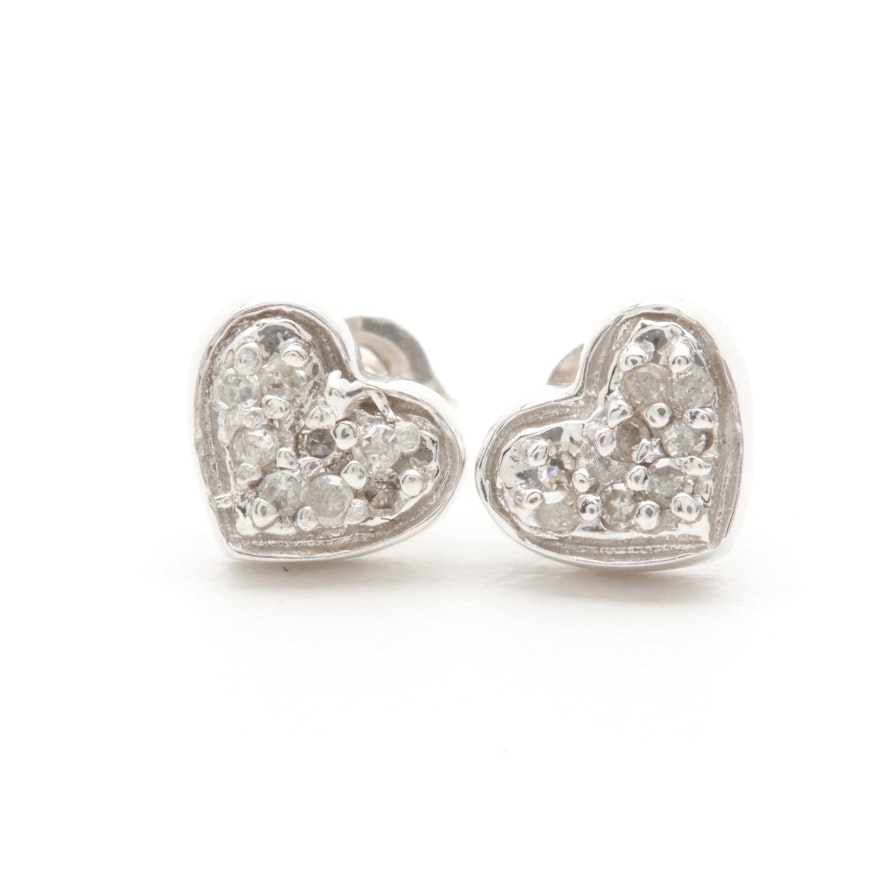 10K White Gold Diamond Earrings