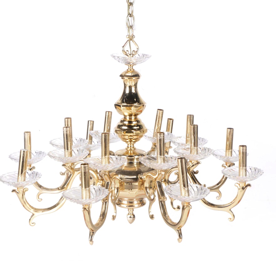 Spanish Montesinos Brass and Crystal Chandelier