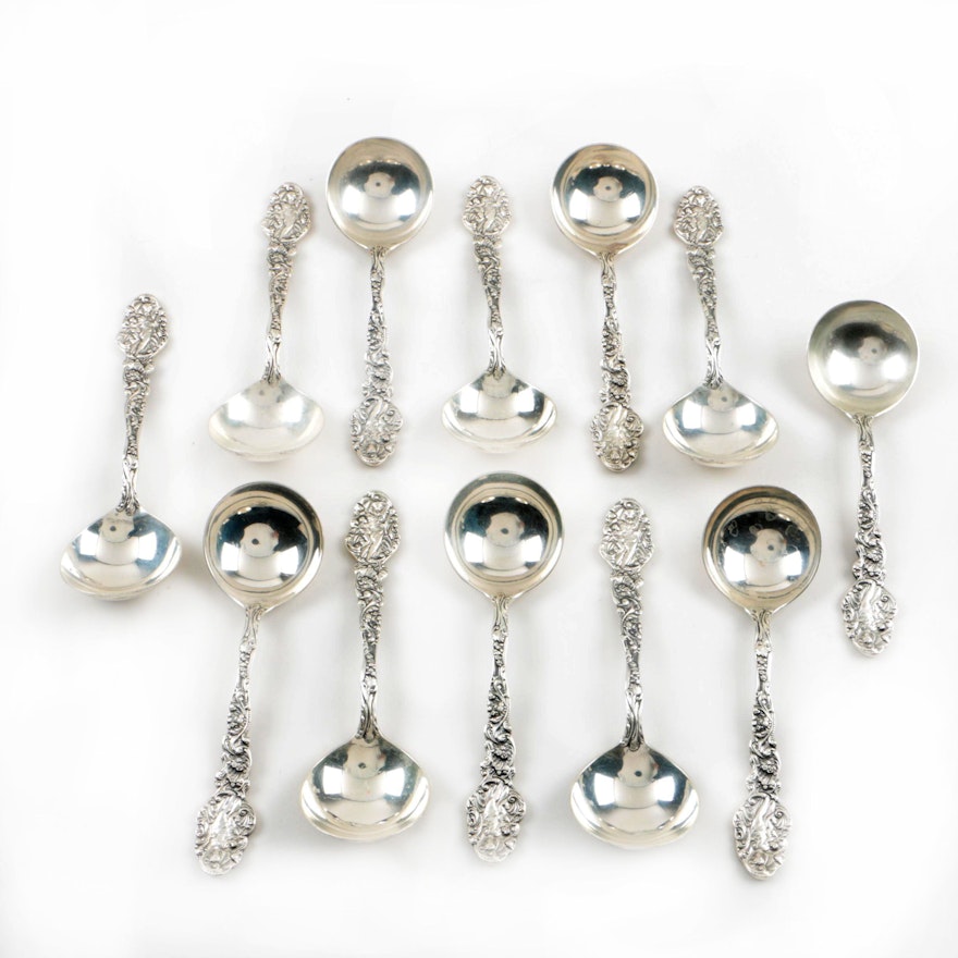 Set of Twelve Gorham Sterling Silver "Versailles" Bouillon Spoons, Circa 1888