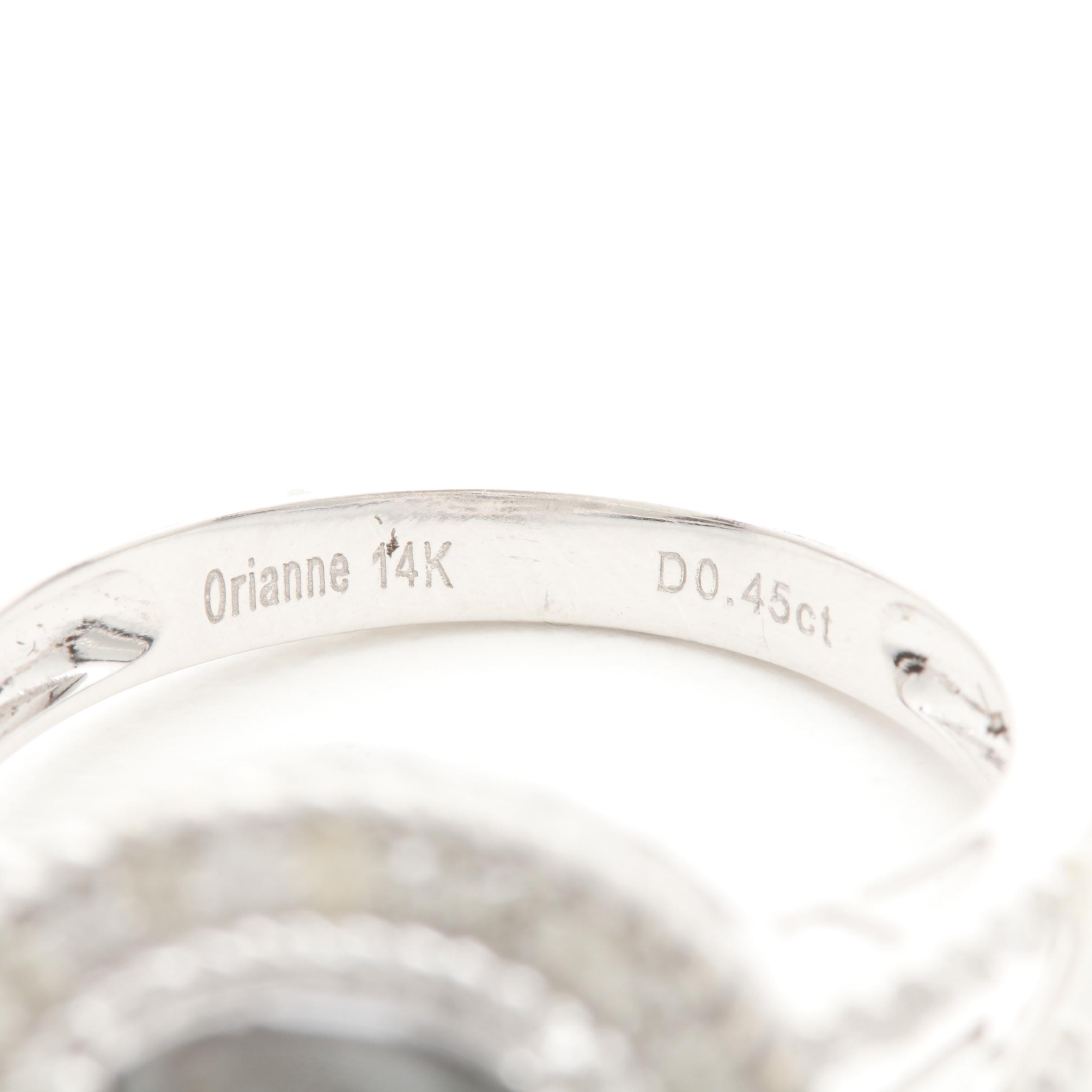 14K White Gold 4.29 CTW Black Diamond Ring with Diamond Accents