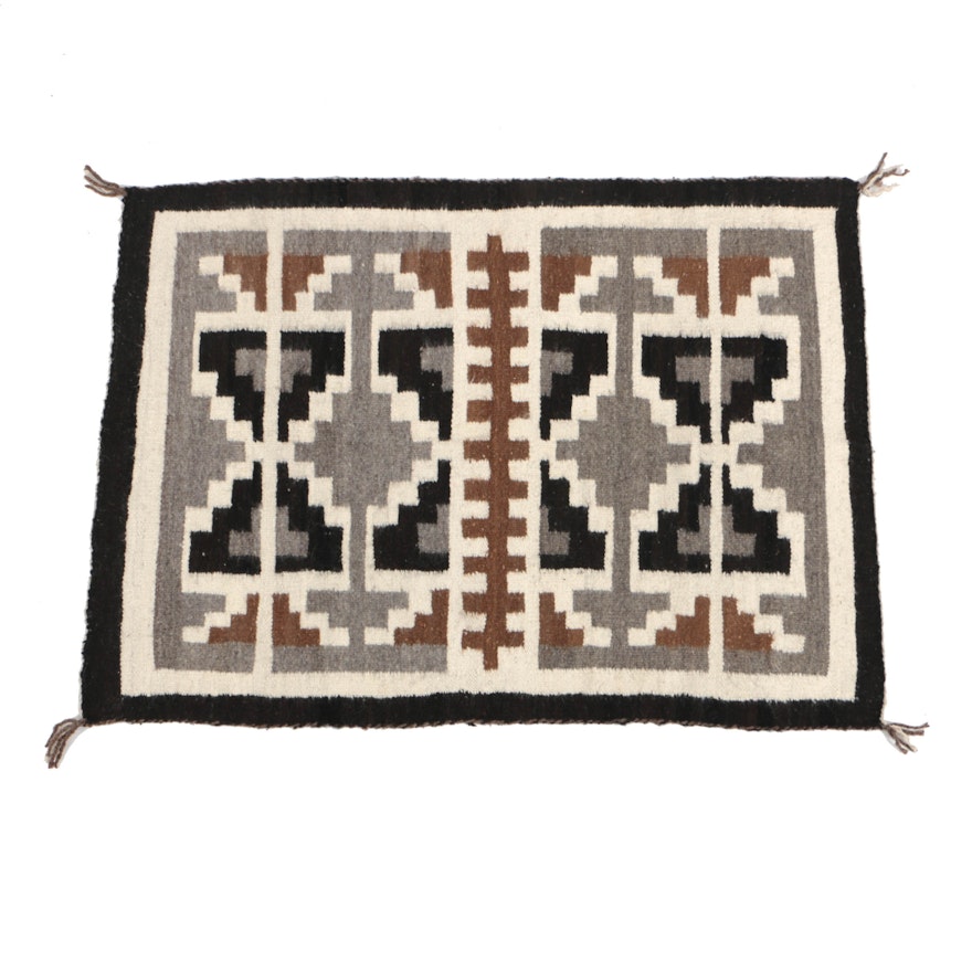 20th Century Handwoven Mexican Wool Accent Rug