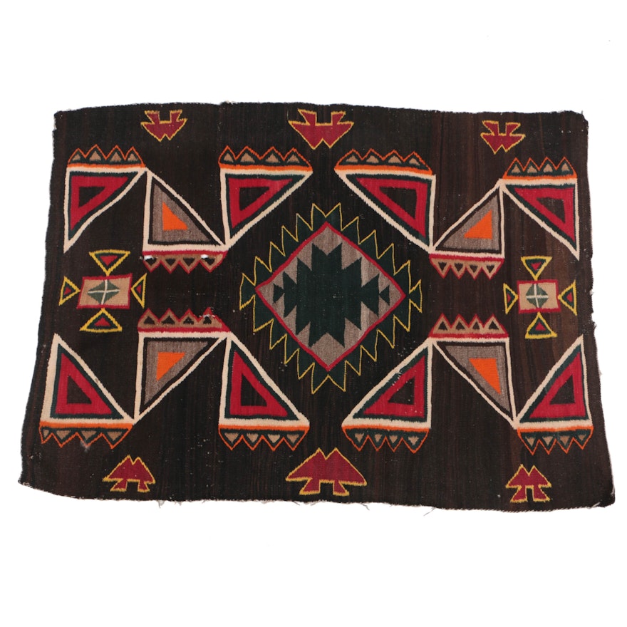 Vintage Handwoven Navajo Wool Accent Rug, Circa 1950s