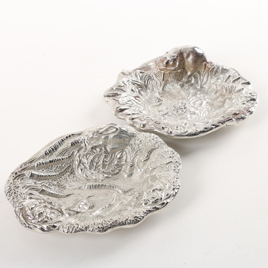 Kirk Stieff Repoussé Woodland Motif Pewter Bowls