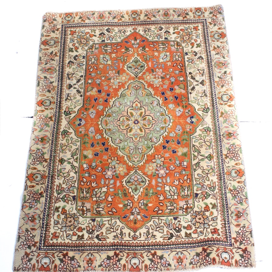 3'0 x 4'5 Vintage Hand-Knotted Persian Qum Rug