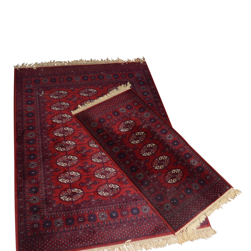 Machine Woven Bokhara-Style Area Rug and Matching Accent Rug