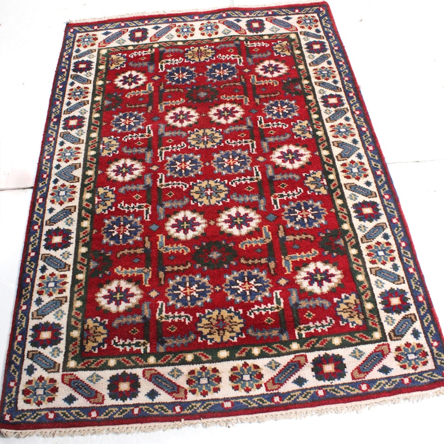 4'0 x 5'9 Hand-Knotted Indo-Persian Kazak Rug
