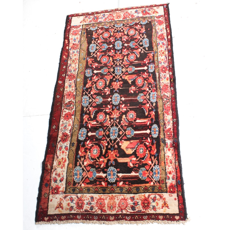 3'5 x 7'6 Vintage Hand-Knotted Persian Lilihan Sarouk Rug