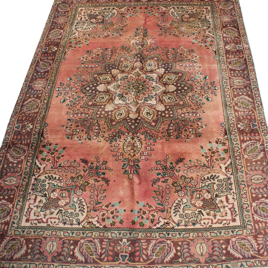 6'4 x 9'4 Semi-Antique Hand-Knotted Persian Shah Abbasi Tabriz Rug