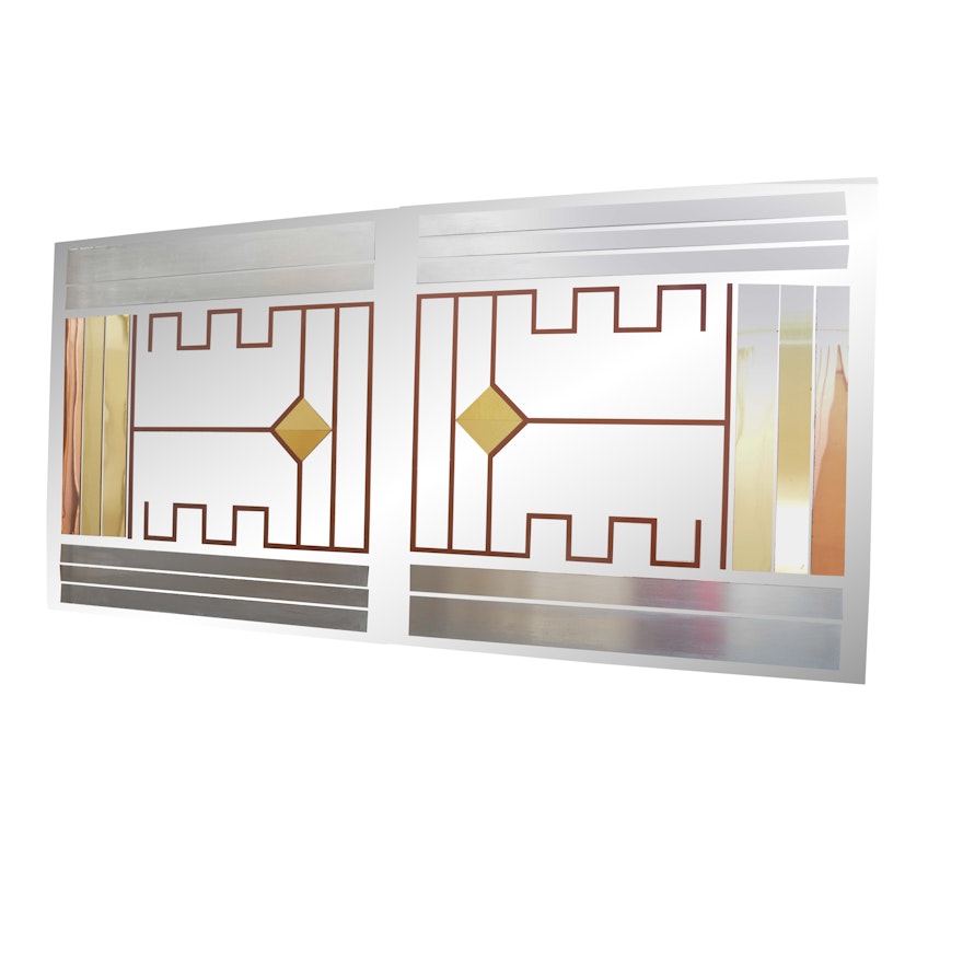 Vintage Wall Mirrors with Applied Geometric Metal Details