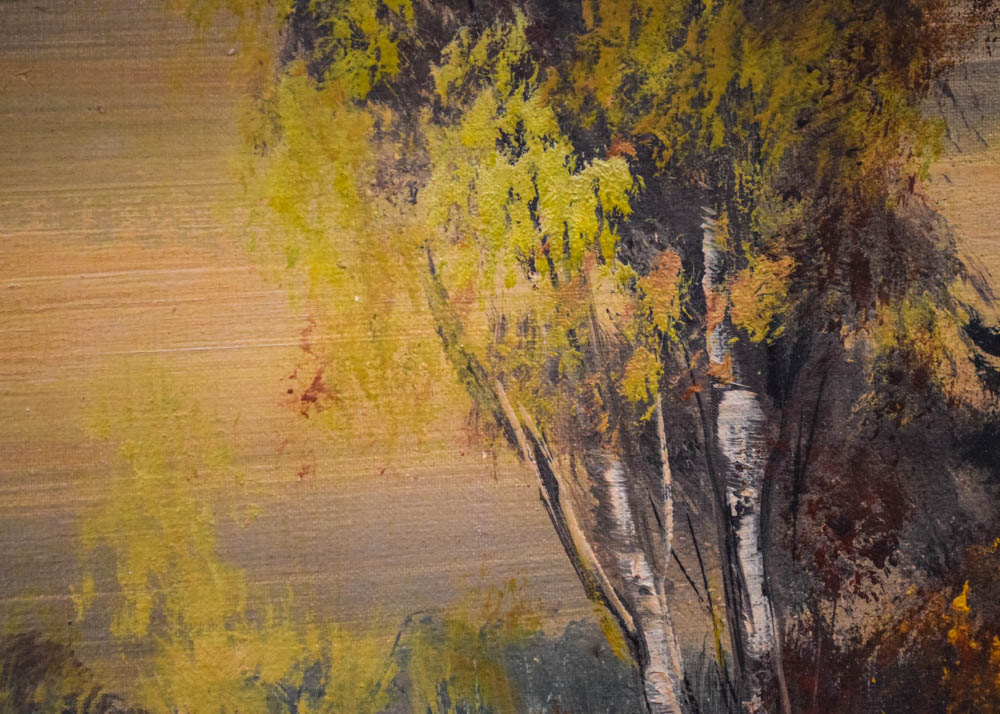 Vintage J. Lanting Oil on Canvas Painting of a River Landscape