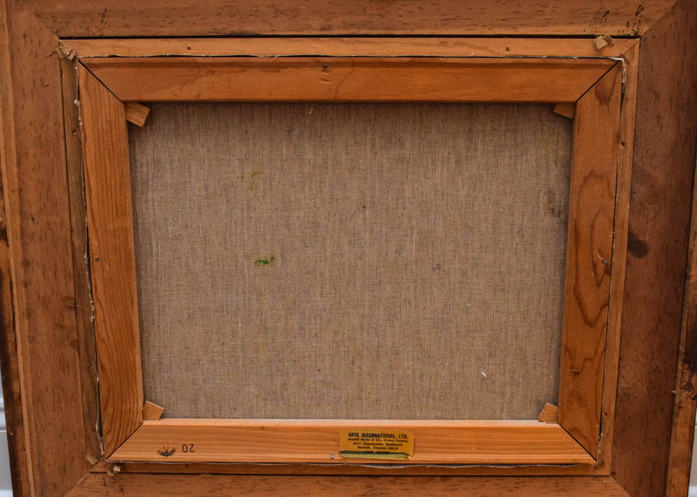 Vintage J. Lanting Oil on Canvas Painting of a River Landscape