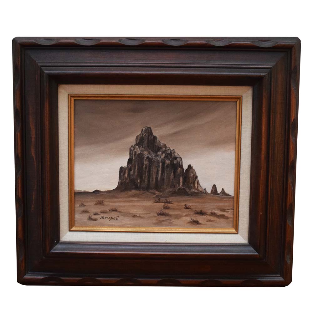 Original V. Banghart Acrylic on Canvas of a Desert Butte
