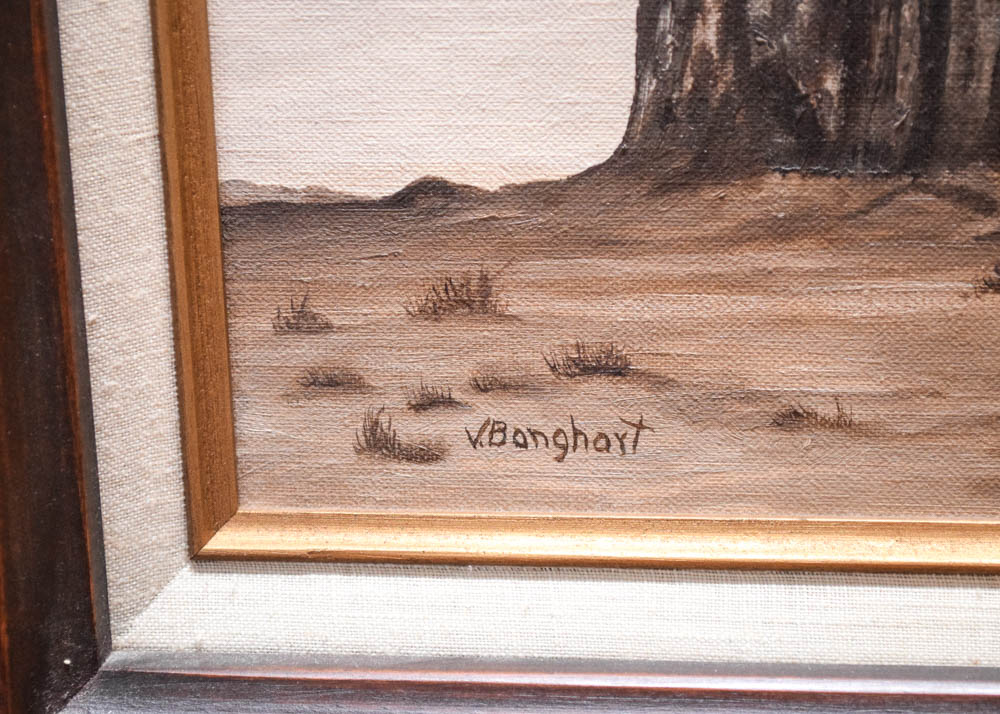 Original V. Banghart Acrylic on Canvas of a Desert Butte