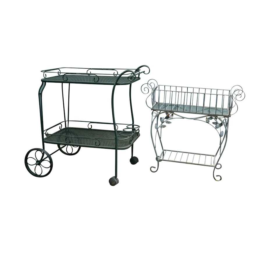 Metal Planter and Bar Cart