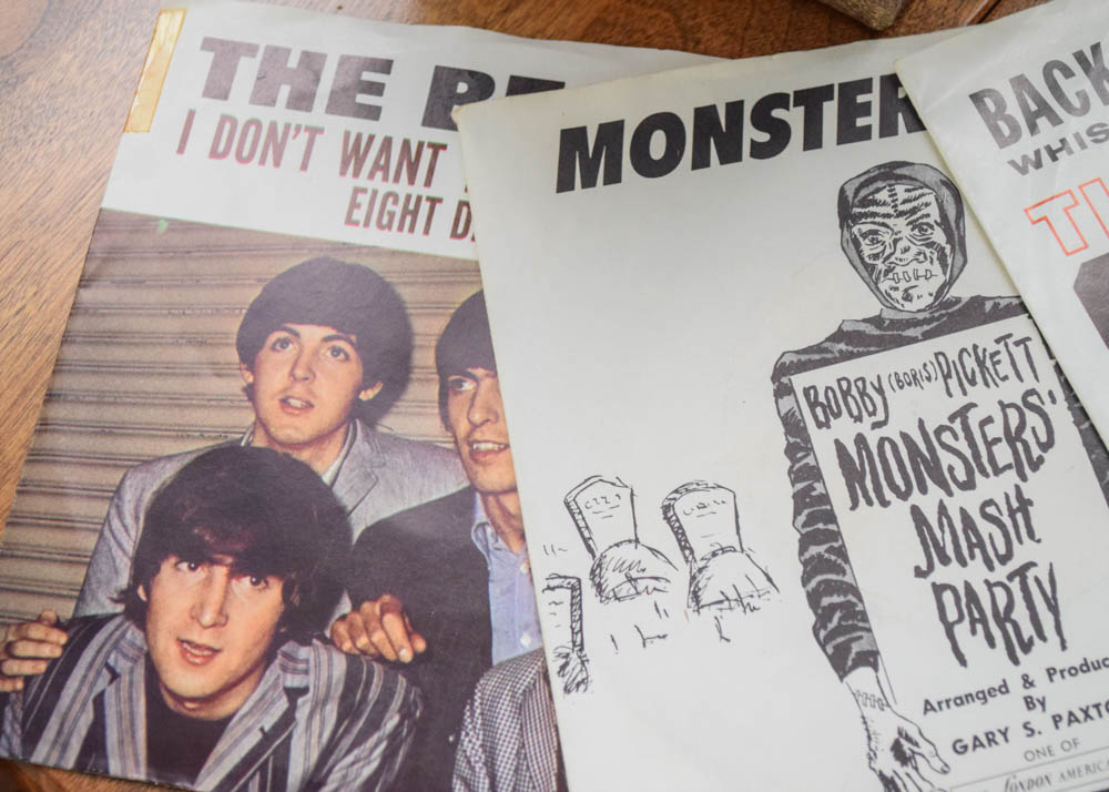 Vintage 60s 45 rpm Records in Original Sleeves Featuring Beatles, Elvis, More