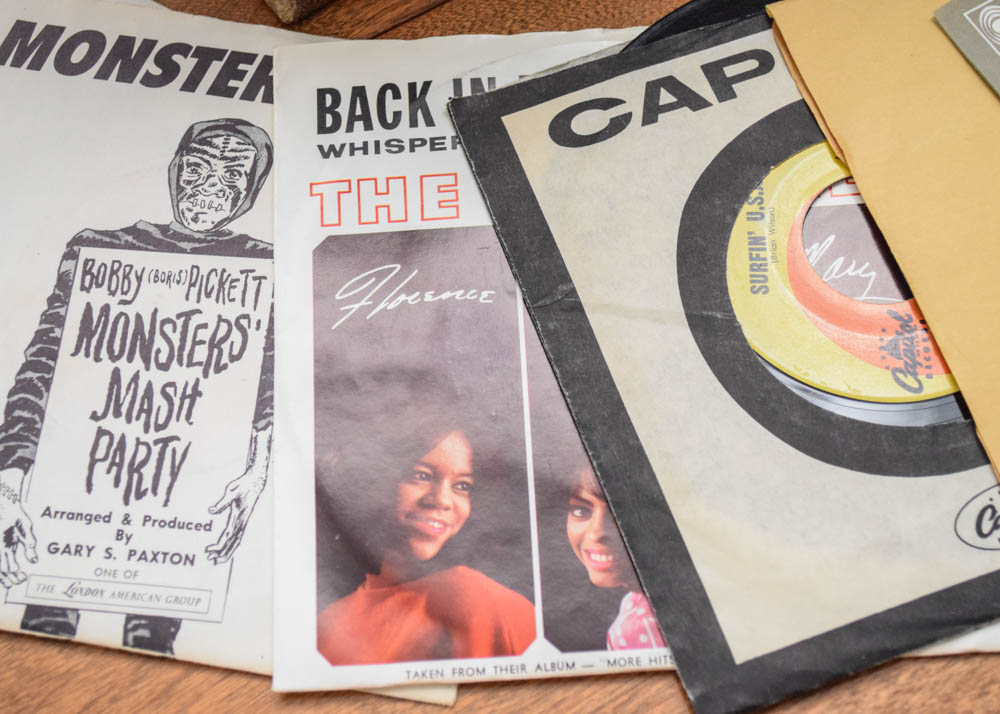 Vintage 60s 45 rpm Records in Original Sleeves Featuring Beatles, Elvis, More