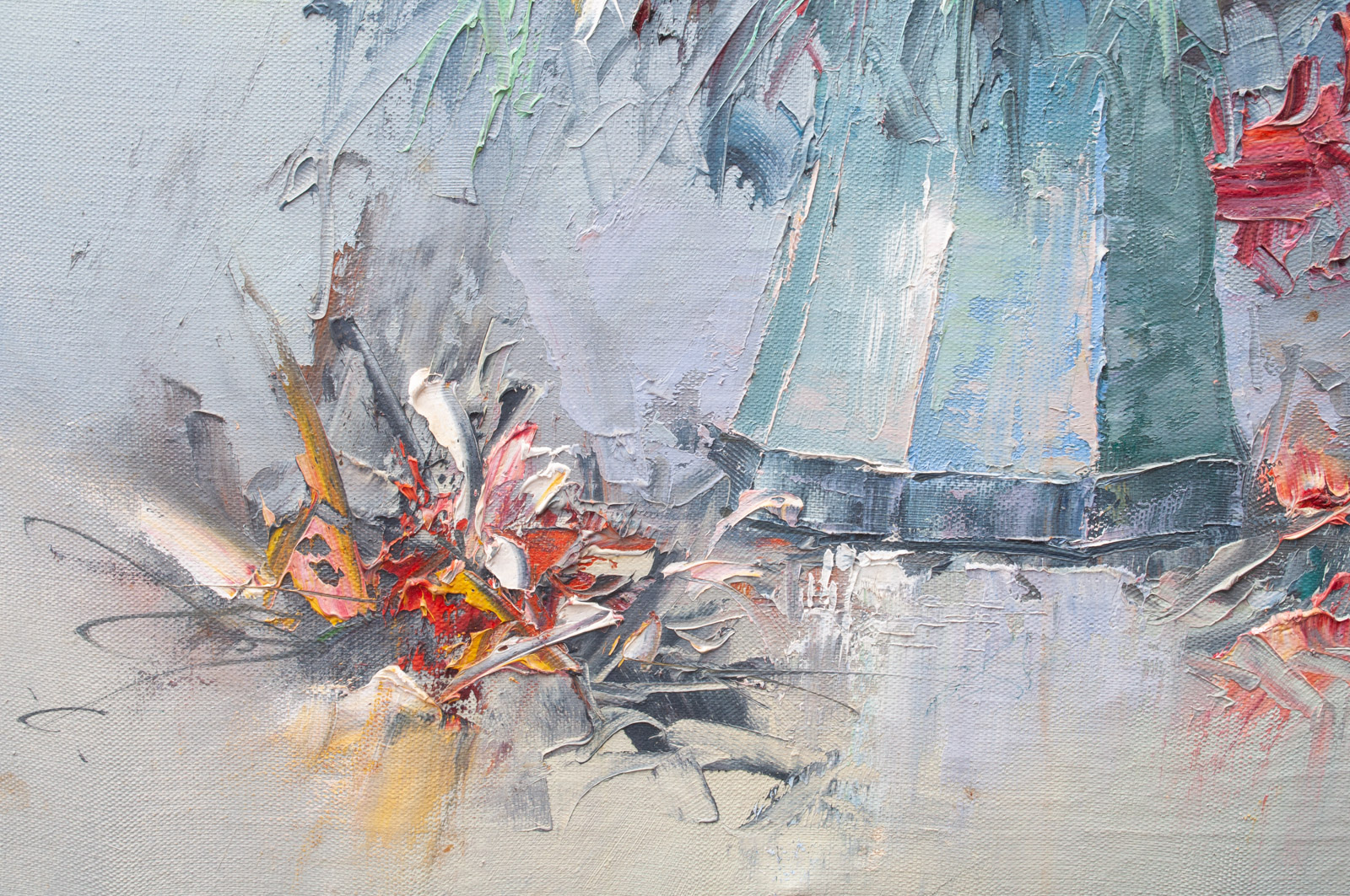 Y.W. Lee Original Oil Painting on Canvas of Floral Still Life