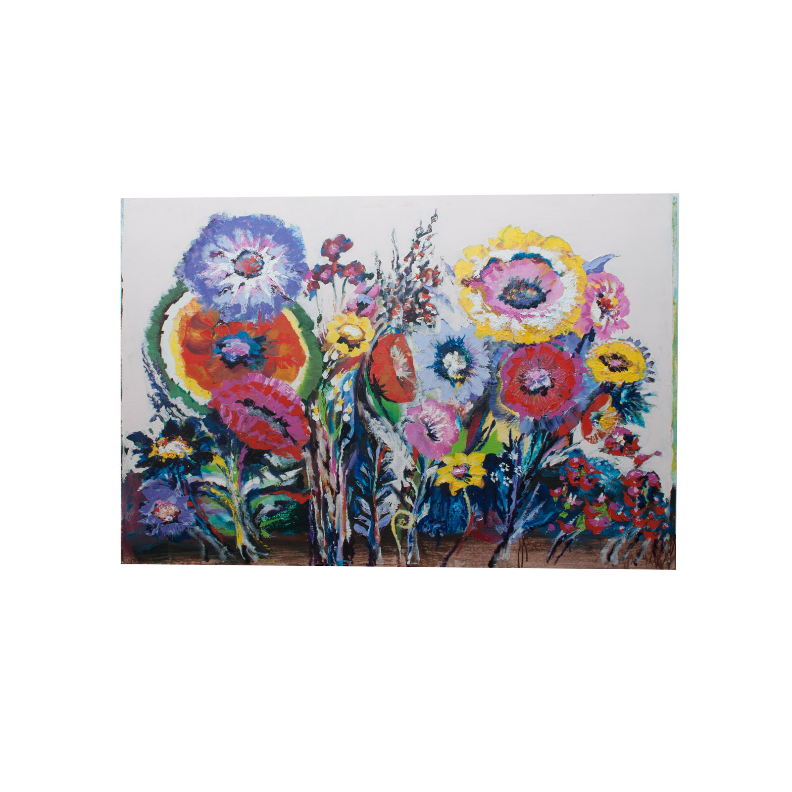 Substantial Original Acrylic Painting on Board of Poppies