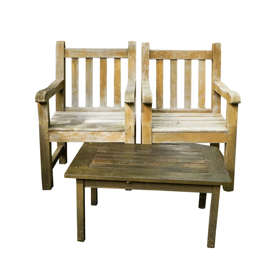 Wooden Patio Chairs with Side Table