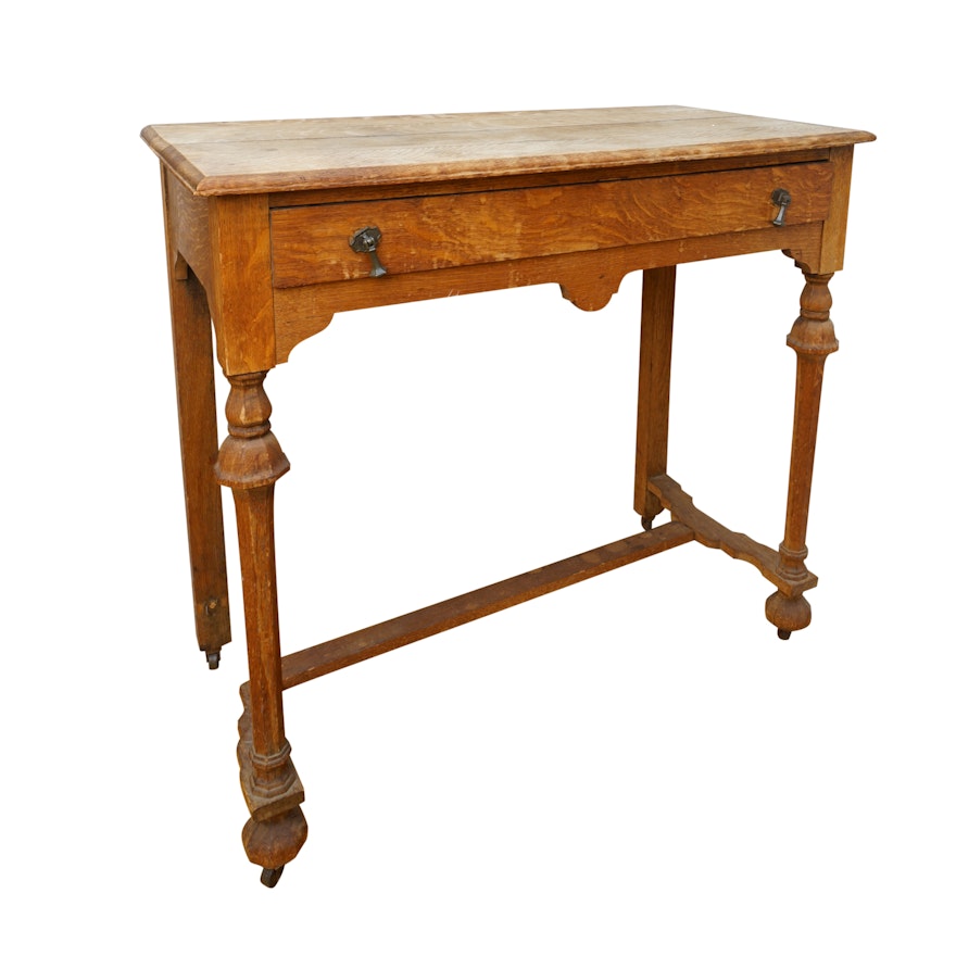 Antique Figured Oak Entry Table