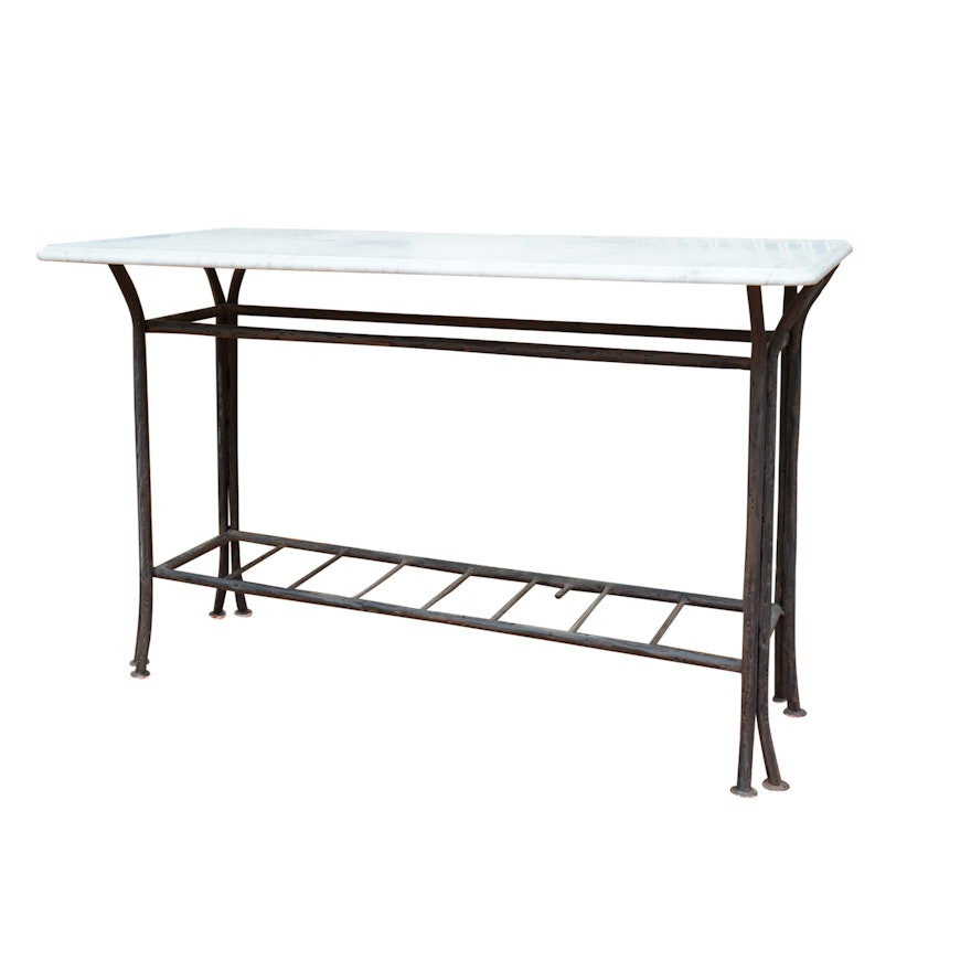 Stone Top Metal Console Table