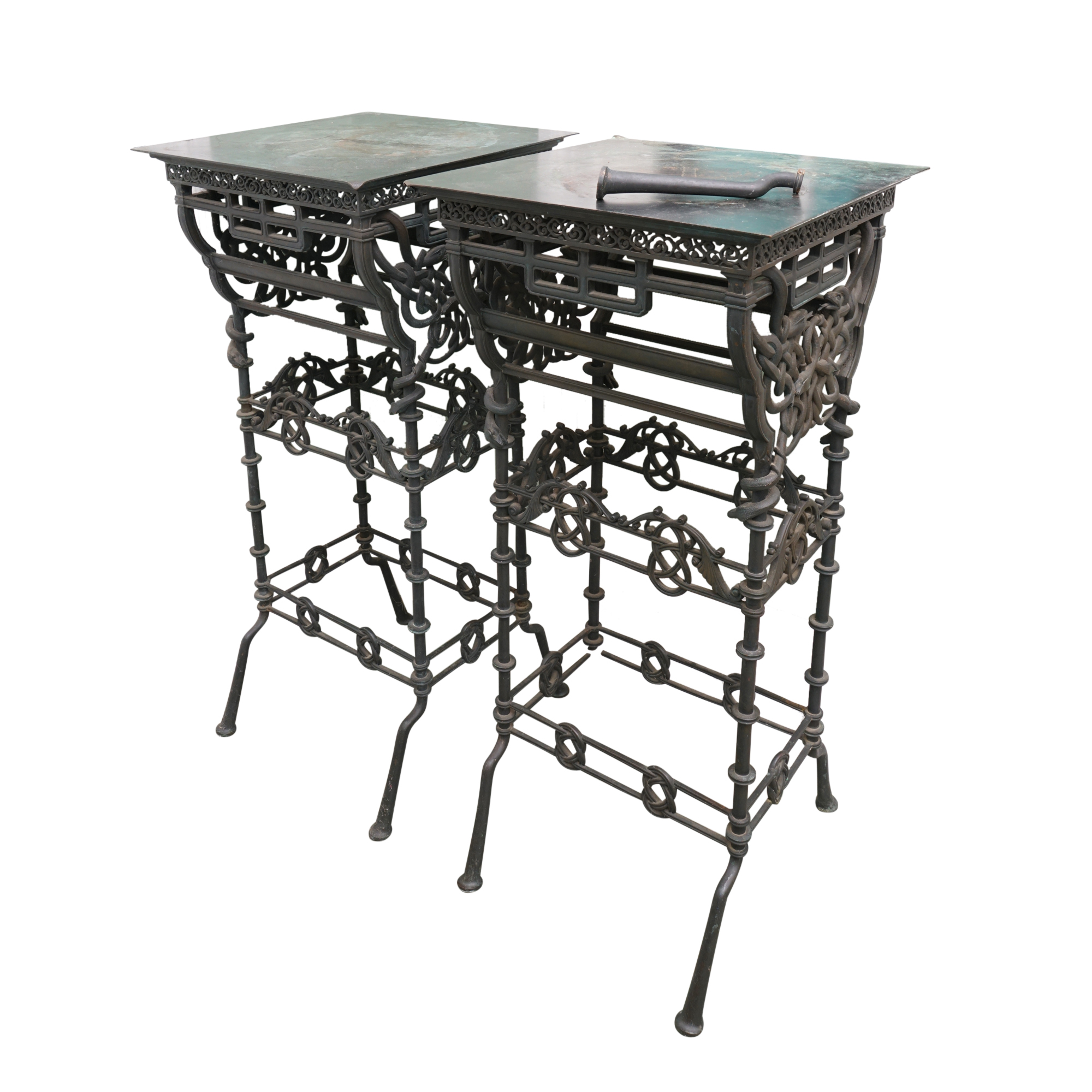 Pair of Antique Cast Bronze Plant Stands