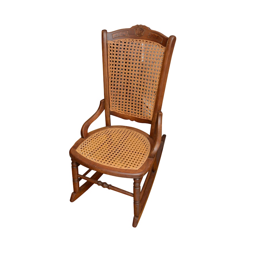 Vintage Victorian Eastlake Style Cane Rocking Chair