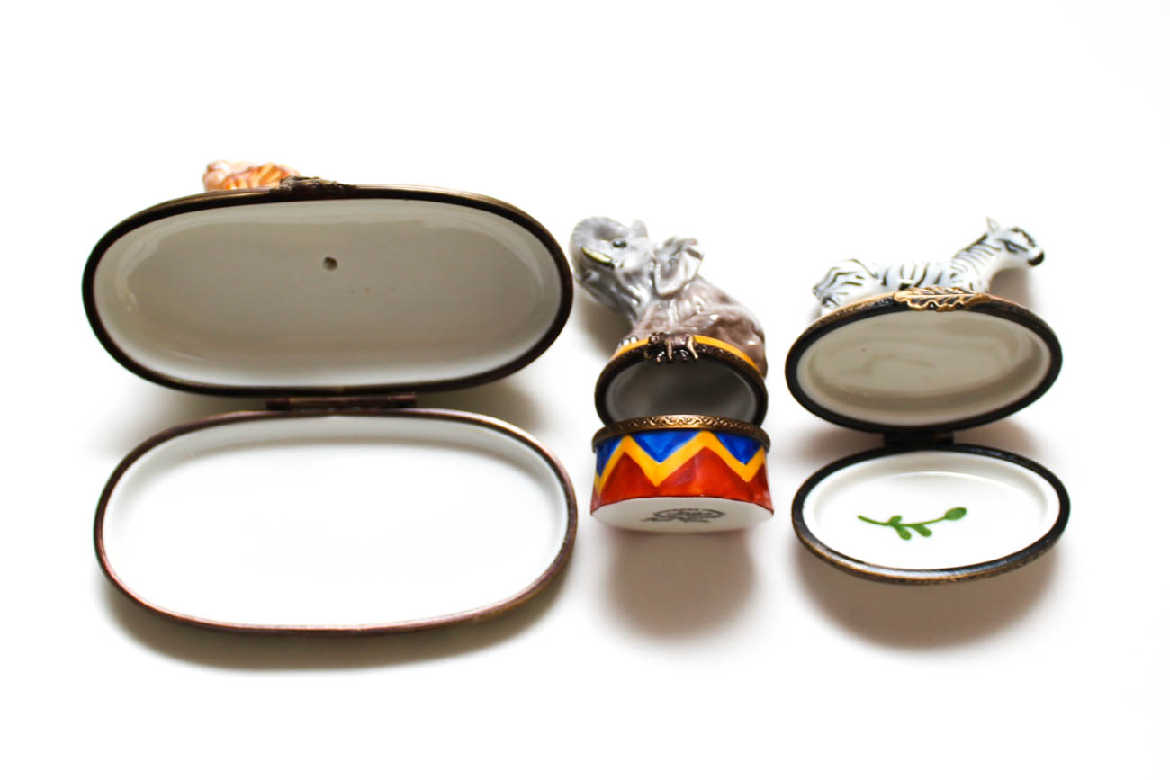 Limoges Trinket Boxes Featuring Wild Animals