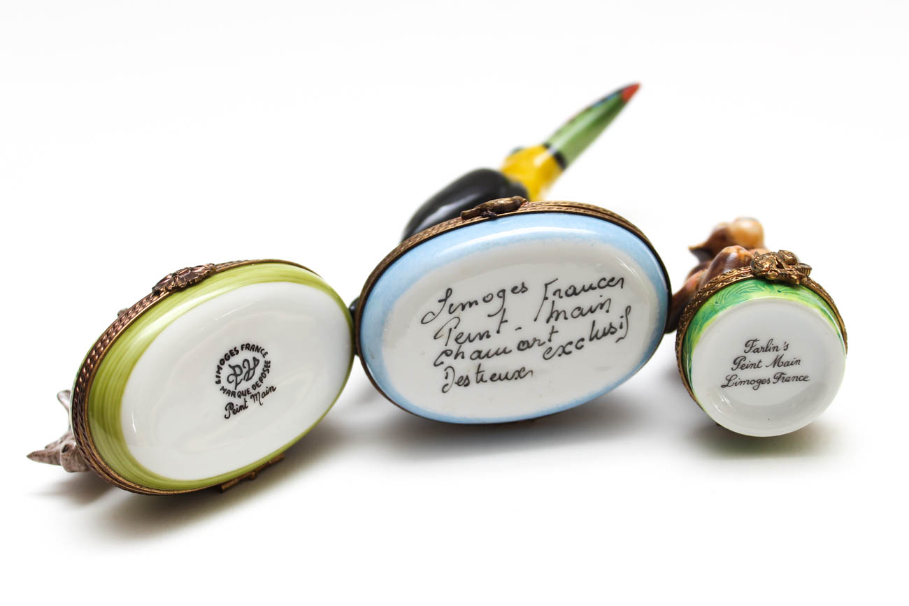 Limoges Trinket Boxes Featuring Wild Animals