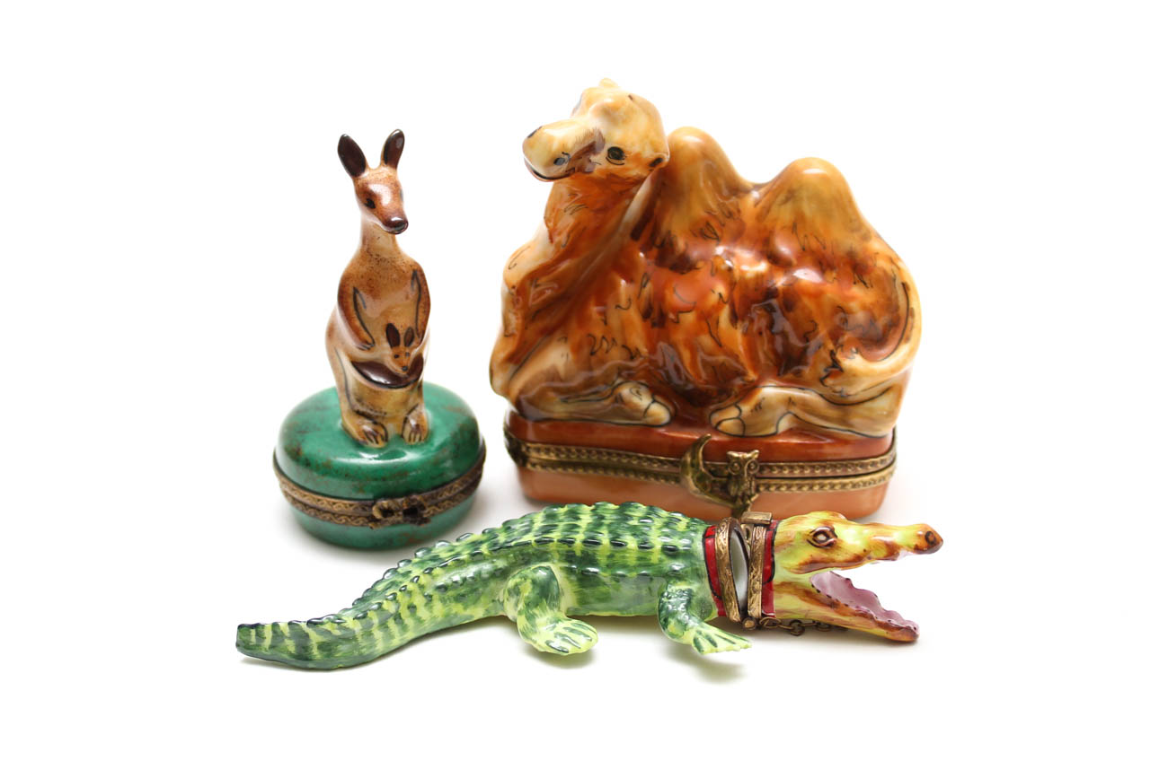 Limoges Trinket Boxes Featuring Wild Animals