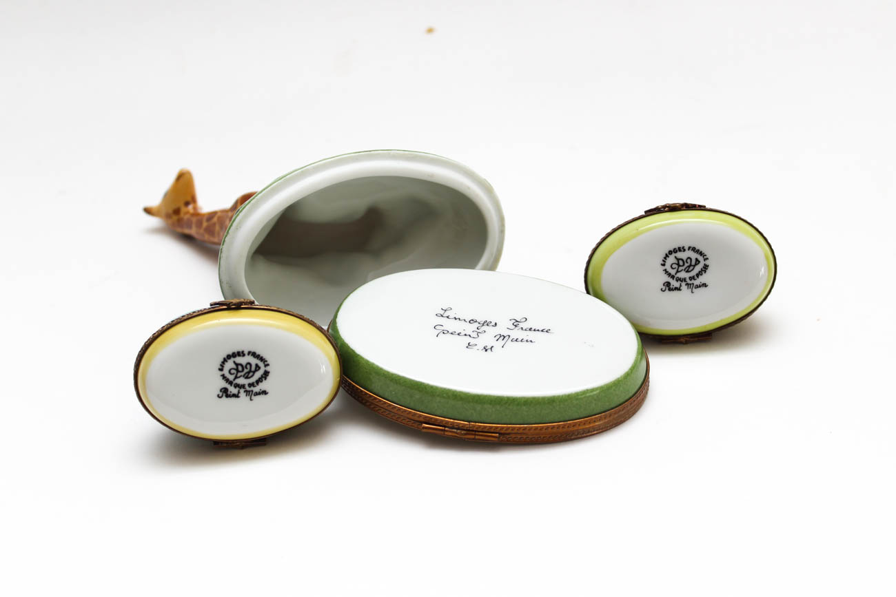 Limoges Trinket Boxes Featuring Wild Animals