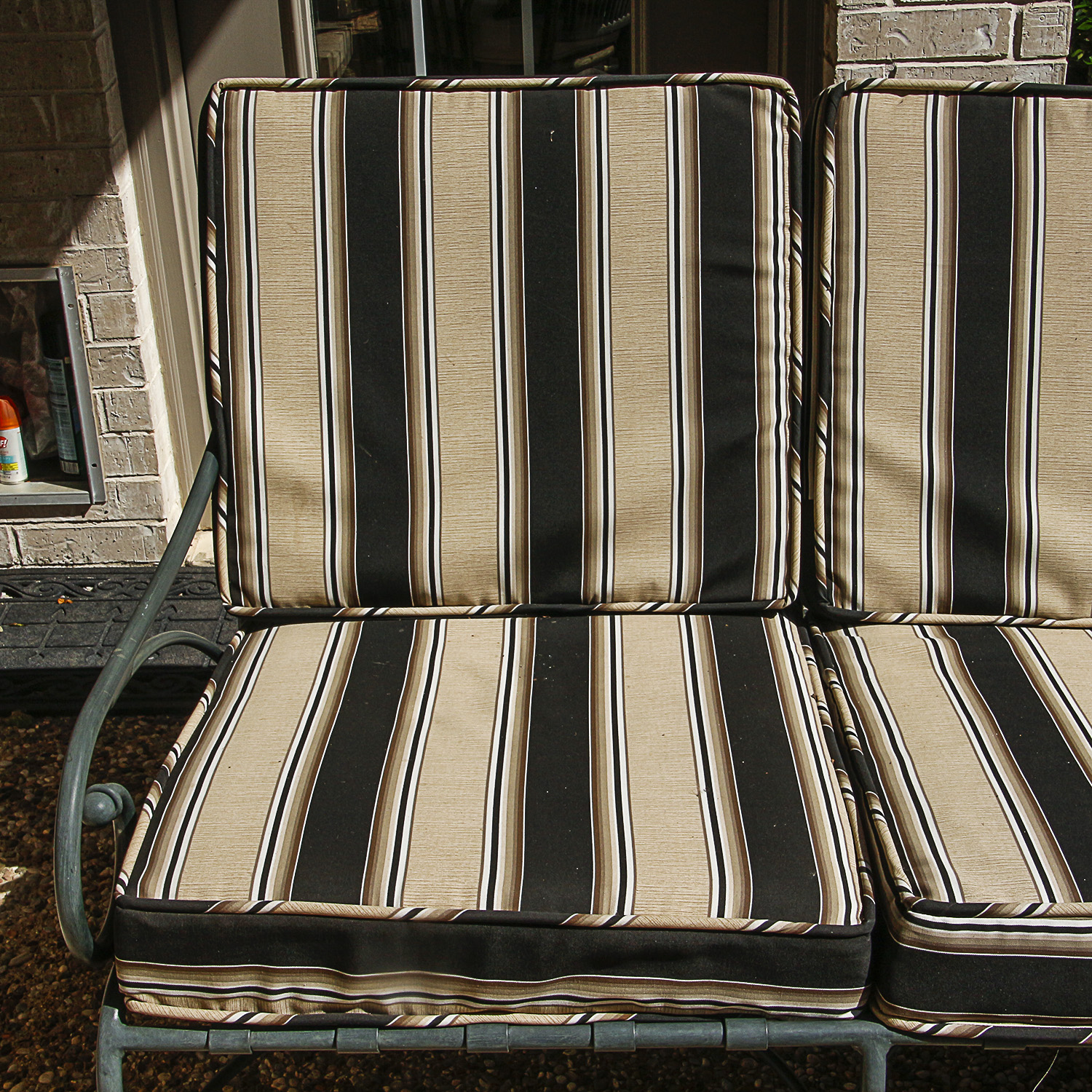 Brown Jordan Metal Frame Patio Loveseat and Glass Top Table