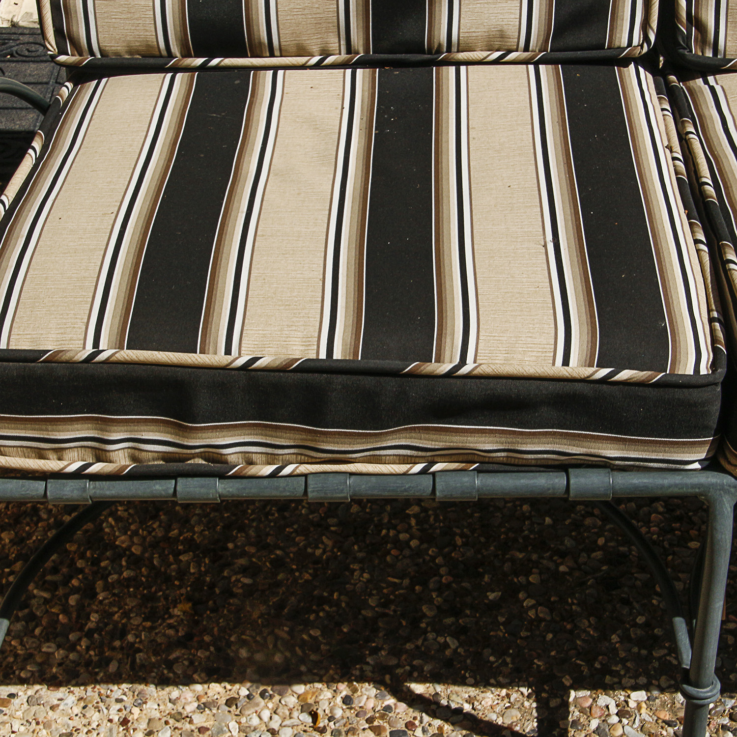 Brown Jordan Metal Frame Patio Loveseat and Glass Top Table