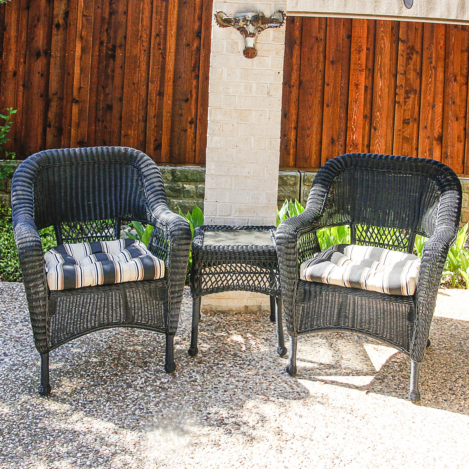 Wicker Weave Resin Patio Chairs and Matching Accent Table