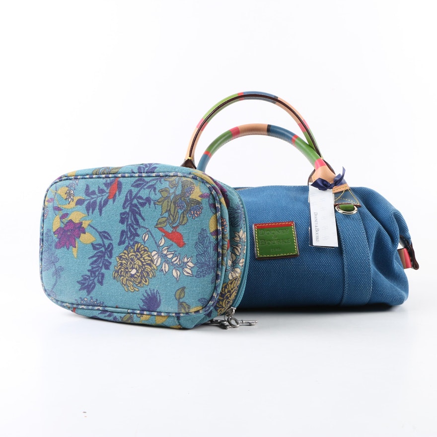 Dooney & Bourke Canvas Handbag with Fossil Cosmetic Bag
