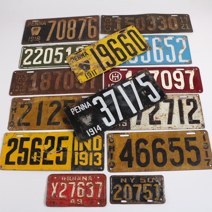 Early 20th Century License Plates from Ohio, Pennsylvania, and More