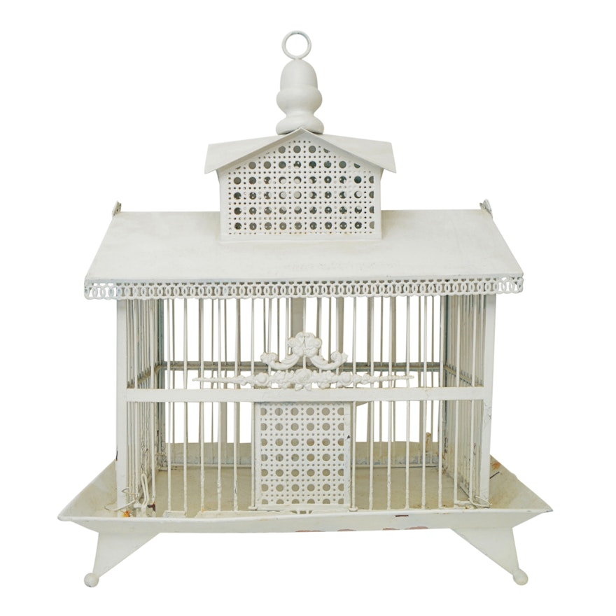 Vintge Painted Metal Birdcage