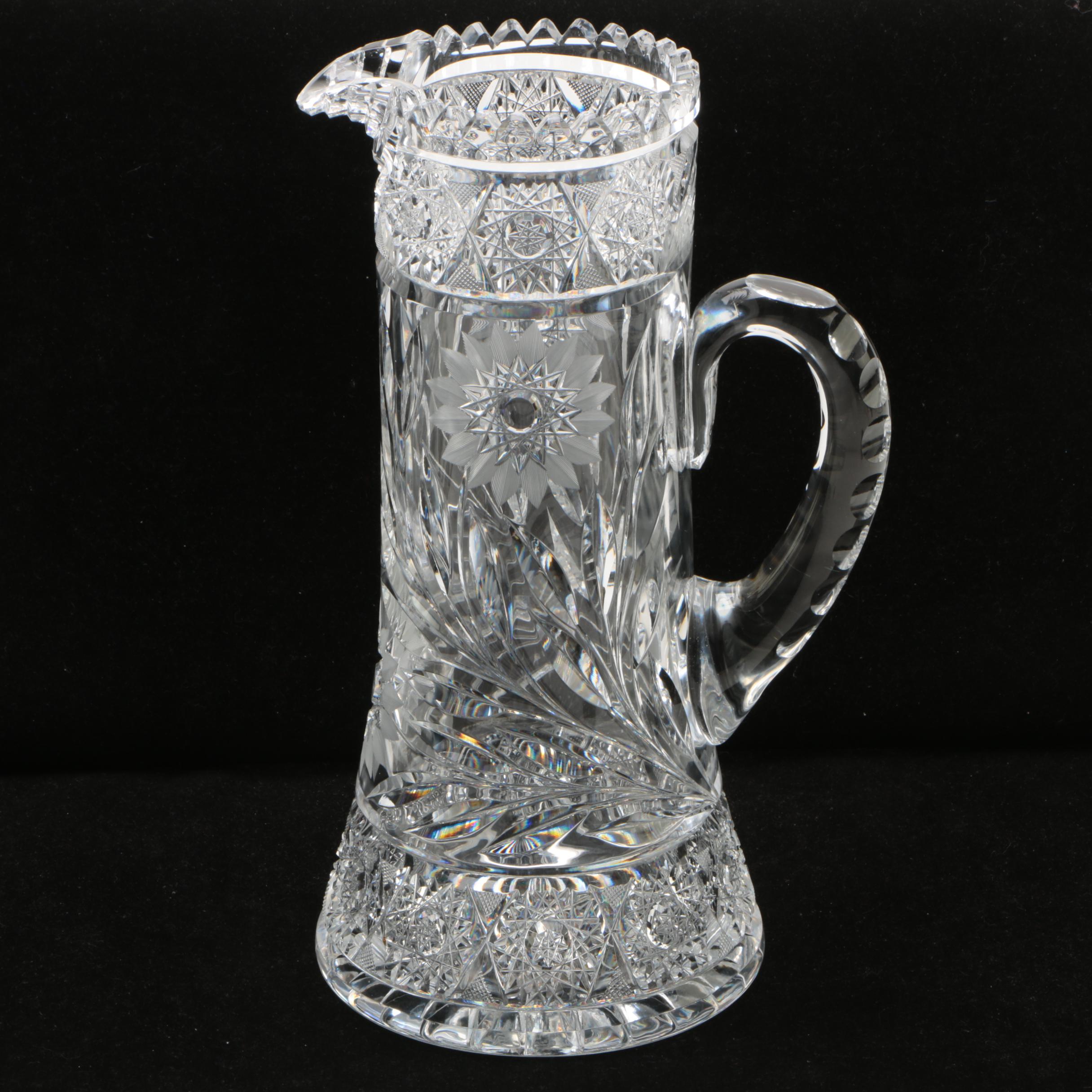 American Brilliant Style Cut Glass Pitcher