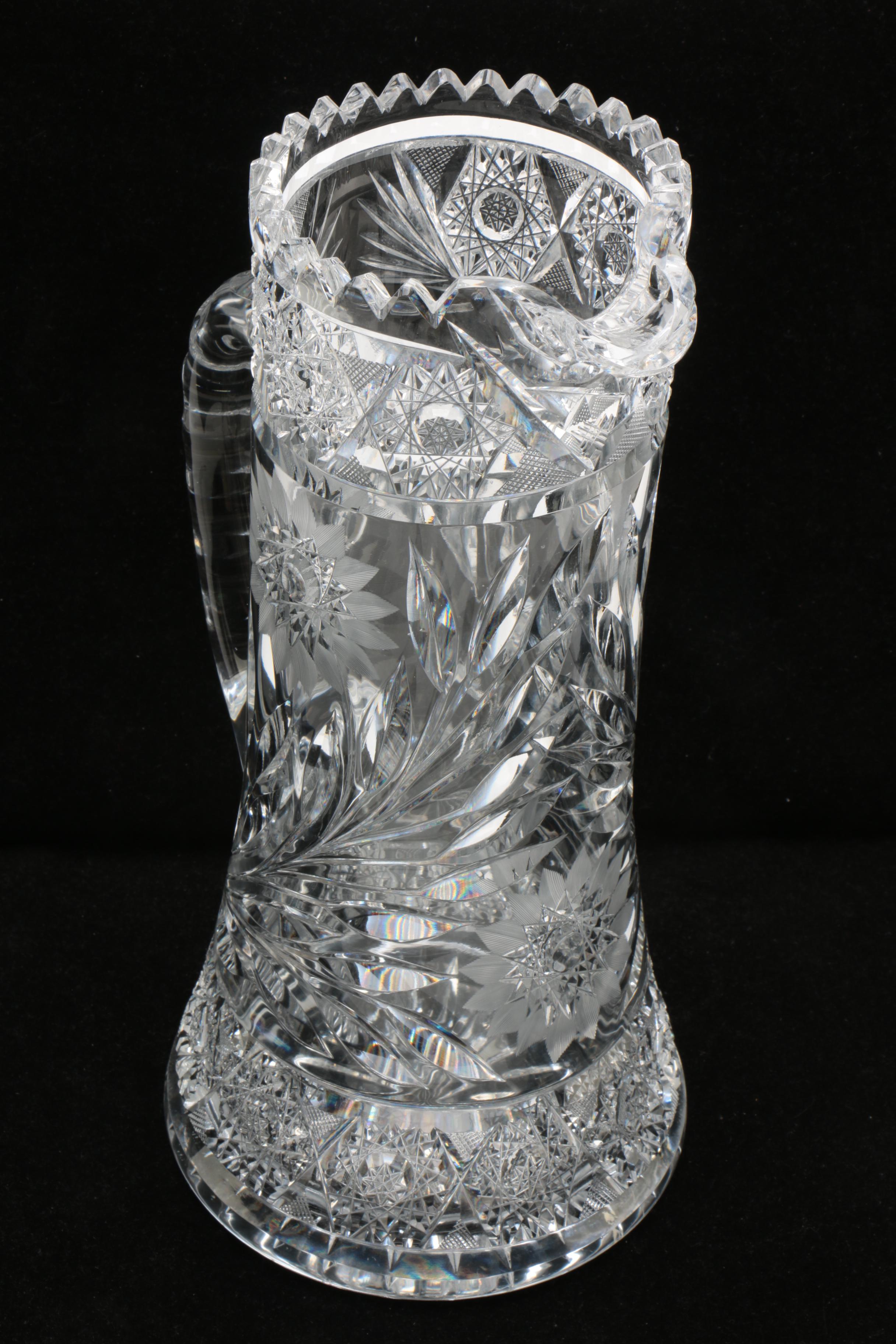 American Brilliant Style Cut Glass Pitcher