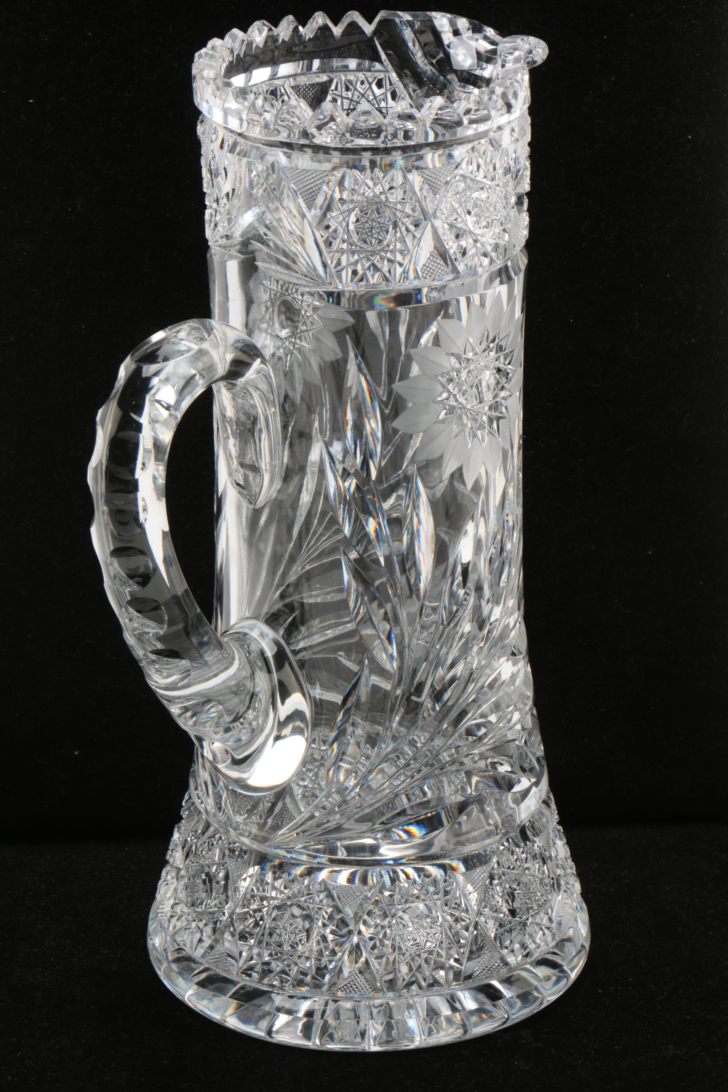 American Brilliant Style Cut Glass Pitcher