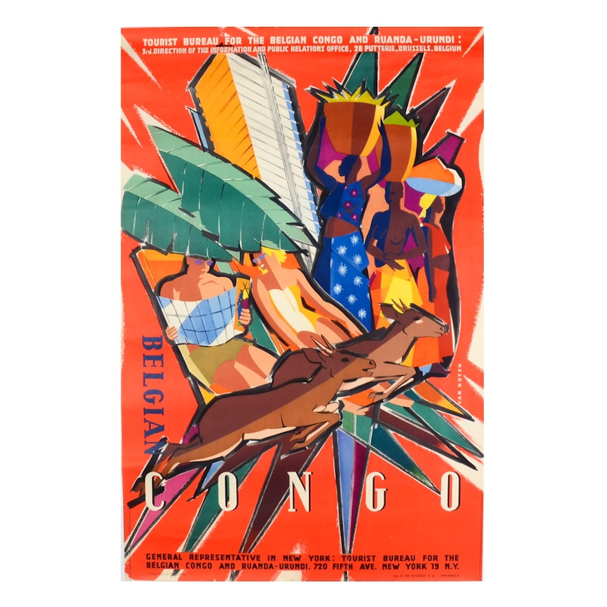 1950 Belgian Congo Travel Poster