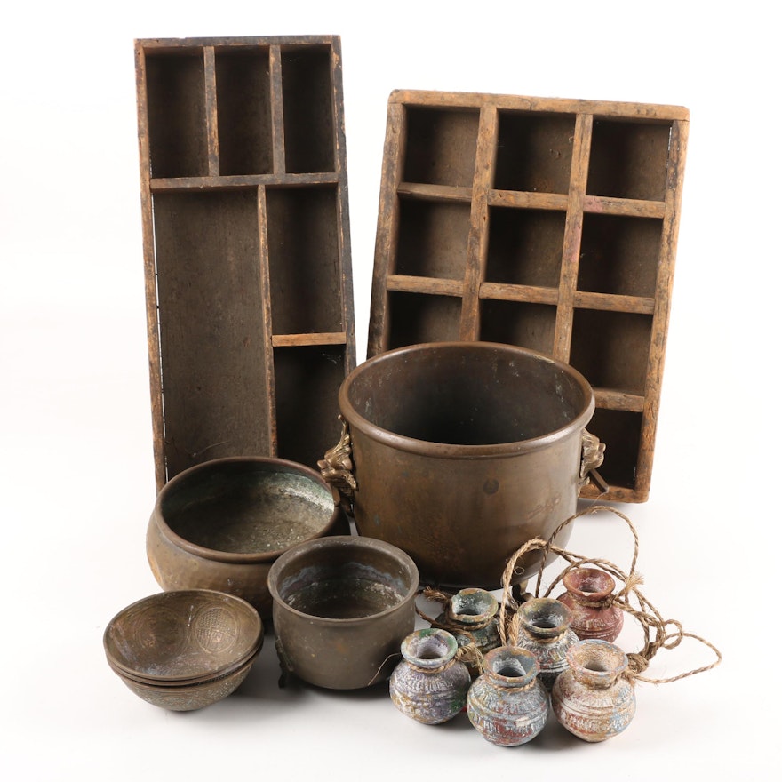 Hanging Clay Pots,Typesetter Trays, Brass Planter and Bowls