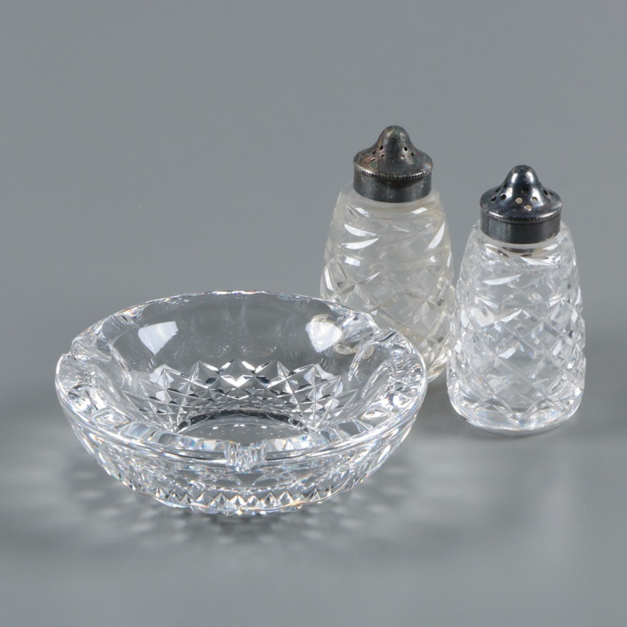 Waterford Crystal "Glandore" Shakers with "Colleen" Ash Receiver