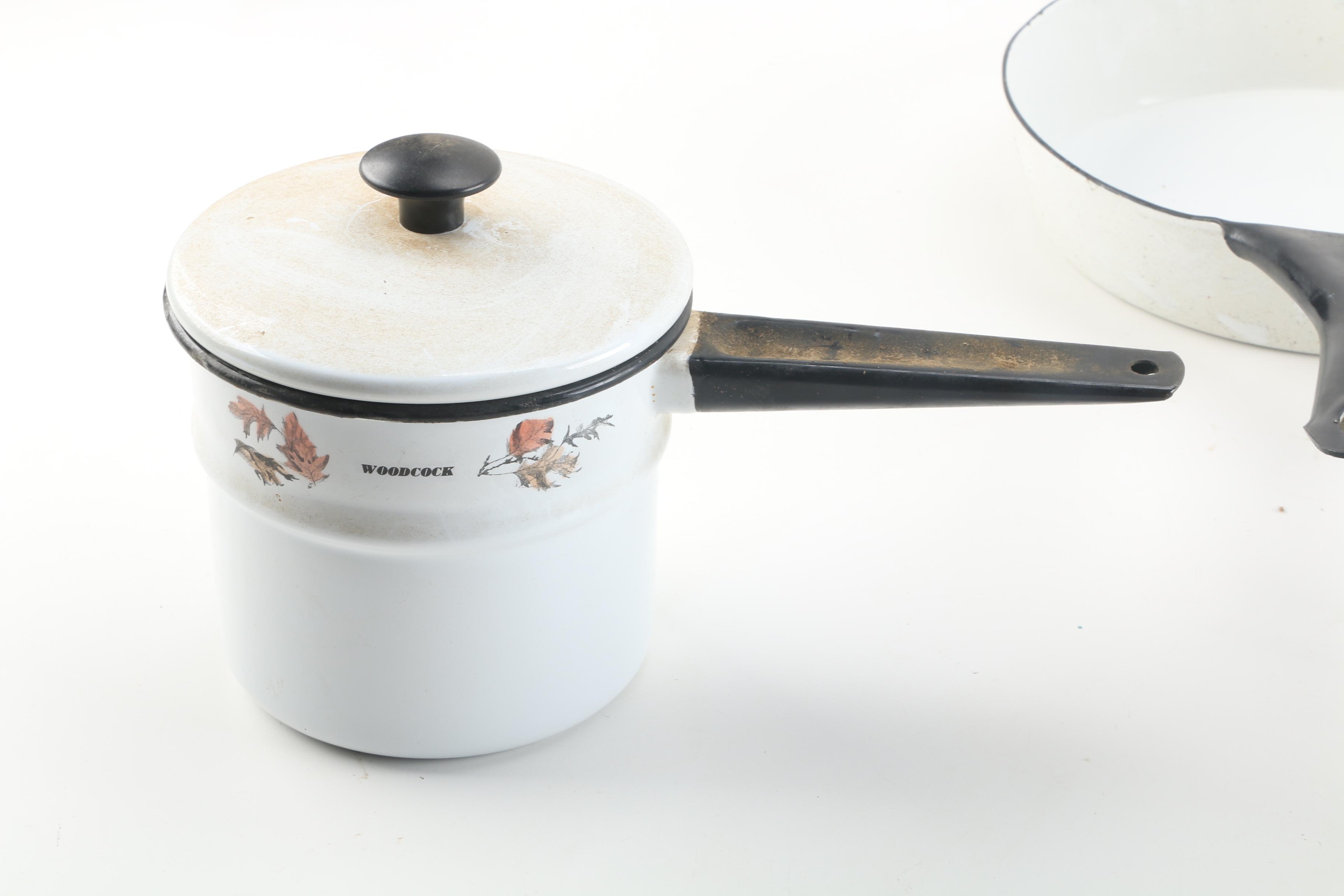 Vintage Delano Studios Hand-Colored Enameled Cast Iron Cookware